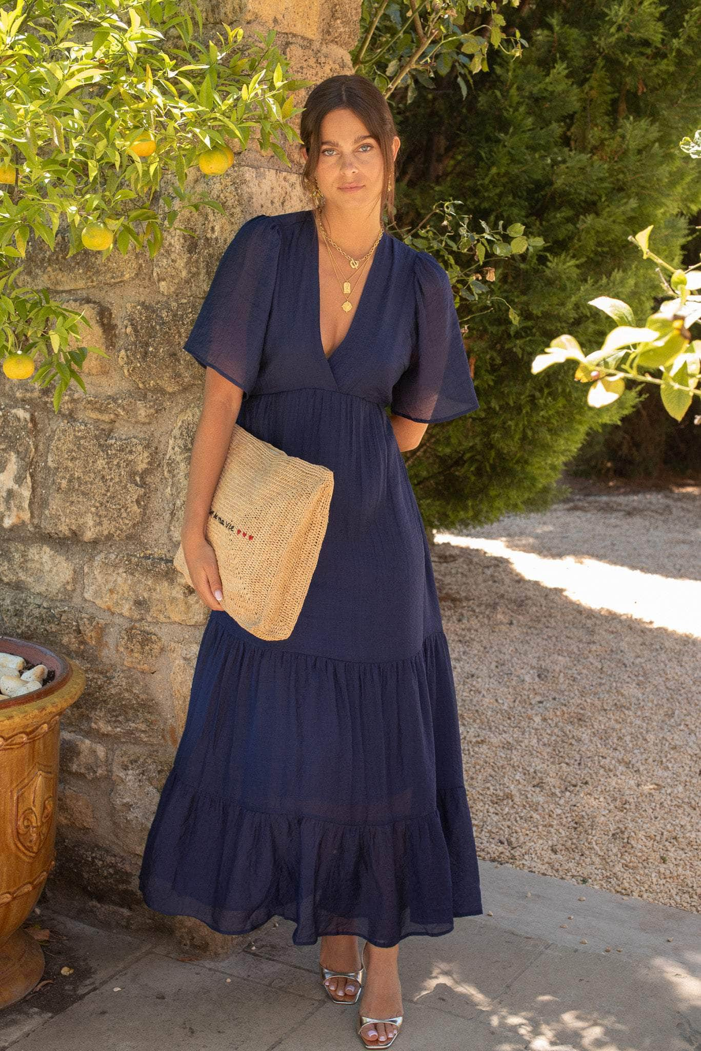 POUMPOUM ROBE Robe longue bleu marine Louise